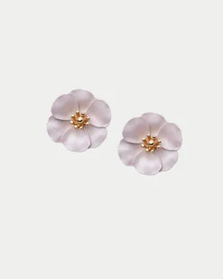 Bow 19 korvakorut Flower Small Earrings, vaaleanpunainen