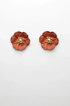 Bow19 korvakorut Flower Small Earring, Poltettu oranssi