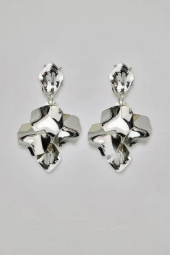 Bow 19 korvakorut, LEAF EARRING Hopeanharmaa