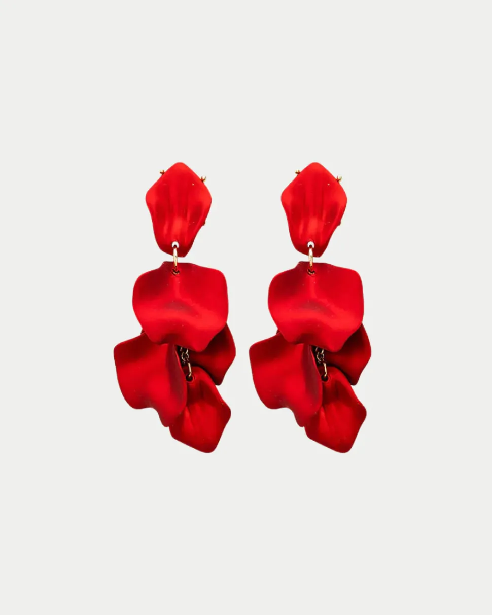 Bow 19 korvakorut Leaf Earring Pearl, punainen