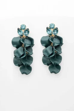 Bow 19 korvakorut LEAF STONE EARRINGS, tummanvihreä