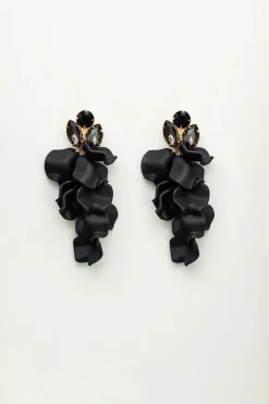 Bow 19 korvakorut, LEAF STONE EARRINGS Musta
