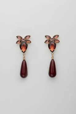 Bow 19 korvakorut STONE DROP EARRINGS, viininpunainen