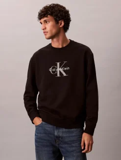 Calvin Klein Jeans miesten collegepaita LS EU 350Terry Monologo CN Swtsh, musta