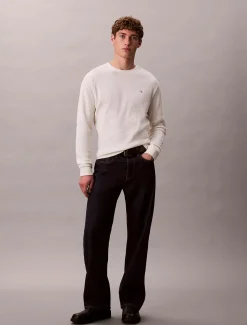 Calvin Klein Jeans miesten college, LS WAFFLE LS TEE Valkoinen