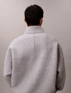 Calvin Klein Jeans miesten collegepaita LS Cotton Spacer Stripe Rib QTR, vaaleanharmaa