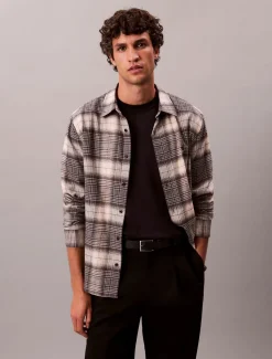 Calvin Klein Jeans miesten kauluspaidat LS BRUSHED PLAID EASY SHIRT, harmaa ruutu