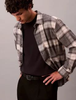 Calvin Klein Jeans miesten kauluspaidat LS BRUSHED PLAID EASY SHIRT, harmaa ruutu