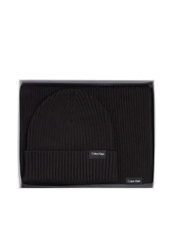 Calvin Klein Jeans Miesten Kaulaliina & Pipo GS CLASSIC COTTON SCARF AND BEANIE, musta