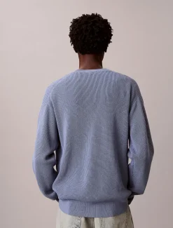 Calvin Klein Jeans miesten neulepusero LS EZ Cotton Waffle Crwnk Swtr 9, sininen