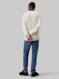 Calvin Klein Jeans Miesten Neulepusero, SOFT UTILITY RAGLAN SWEATER Valkoinen