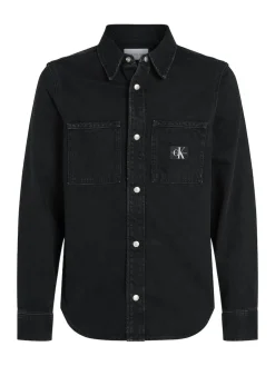 Calvin Klein Jeans Miesten Paitatakki, REGULAR LINEAR SHIRT Hiilenmusta