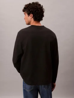 Calvin Klein Jeans miesten pitkähihainen, LS RLXD STANDARD LOGO CREWNK TEE Musta
