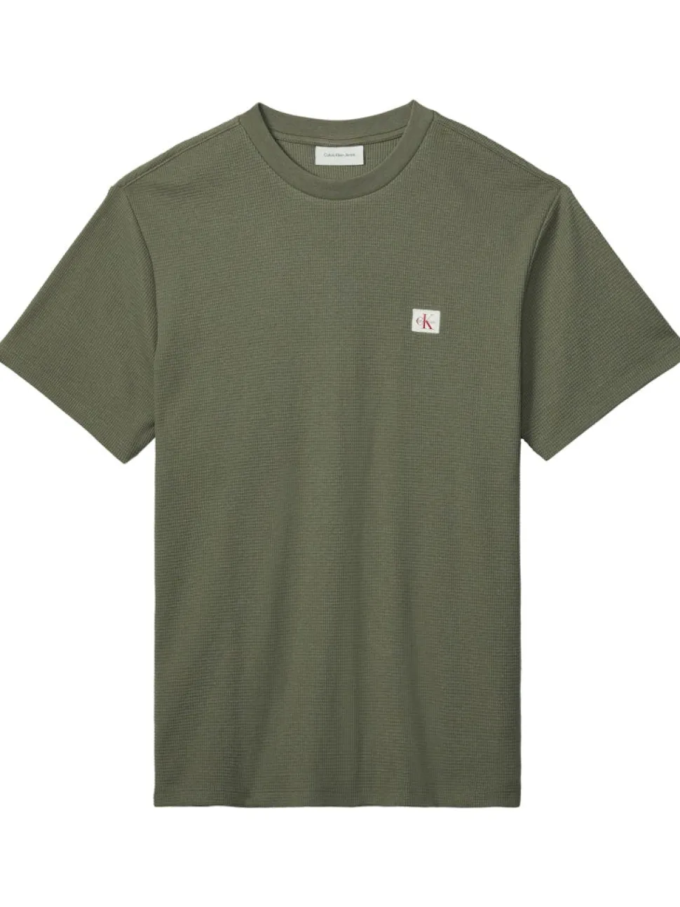 Calvin Klein Jeans miesten t-paita SS Waffle Badge Crewnk Tee, vihreä