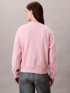 Calvin Klein Jeans naisten collegepusero, LS MONOLOGO FRENCH TERRY SWEATSHIRT Vaaleanpunainen