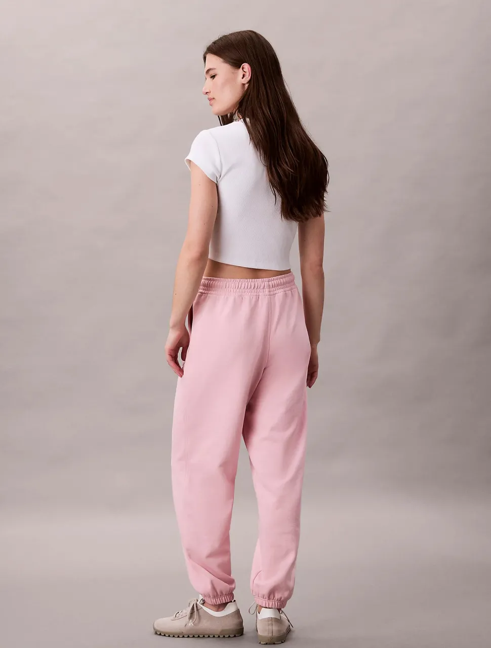 Calvin Klein Jeans naisten collegehousut MONOLOGO FRENCH TERRY JOGGER, vaaleanpunainen