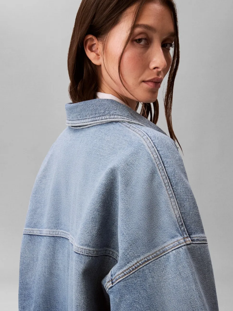 Calvin Klein Jeans naisten farkkupaita DENIM BOYFRIEND SHIRT OVERNIGHT, sininen