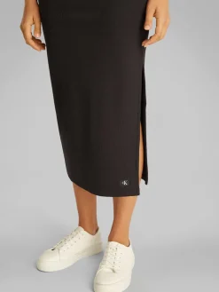 Calvin Klein Jeans naisten hame, WOVEN LABEL RIB SKIRT Musta