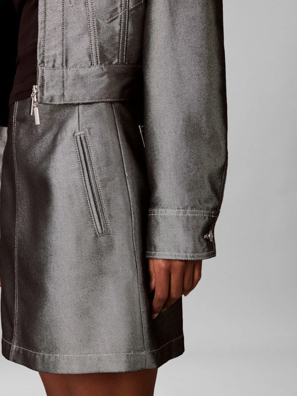 Calvin Klein Jeans naisten hame A LINE SKIRT DENIM SHINE, hopeanharmaa