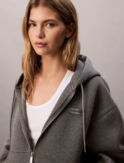 Calvin Klein Jeans naisten huppari, LS SCUBA HOODIE Vaaleanharmaa