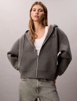 Calvin Klein Jeans naisten huppari, LS SCUBA HOODIE Vaaleanharmaa