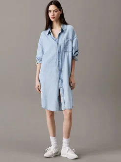 Calvin Klein Jeans naisten mekko, RELAXED DENIM SHIRT DRESS Vaaleansininen
