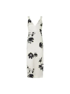Calvin klein mekko, MODERN FLORAL SLIP DRESS Mustavalkoinen