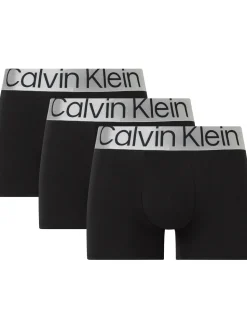 Calvin Klein Miesten Bokserit TRUNK 3PK NOS SILVER WAISTBAND Musta