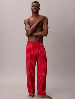 Calvin Klein miesten pyjamahousut SLEEP PANT FLANNEL, punainen