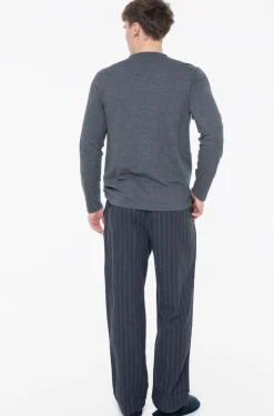 Calvin Klein miesten pyjama LS TEE PANT SET, tummansininen