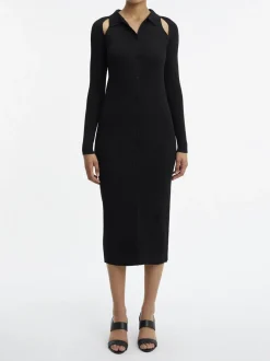 CALVIN KLEIN WOMEN, Naisten Mekko, ICONIC RIB SHIRT MIDI DRESS, Musta