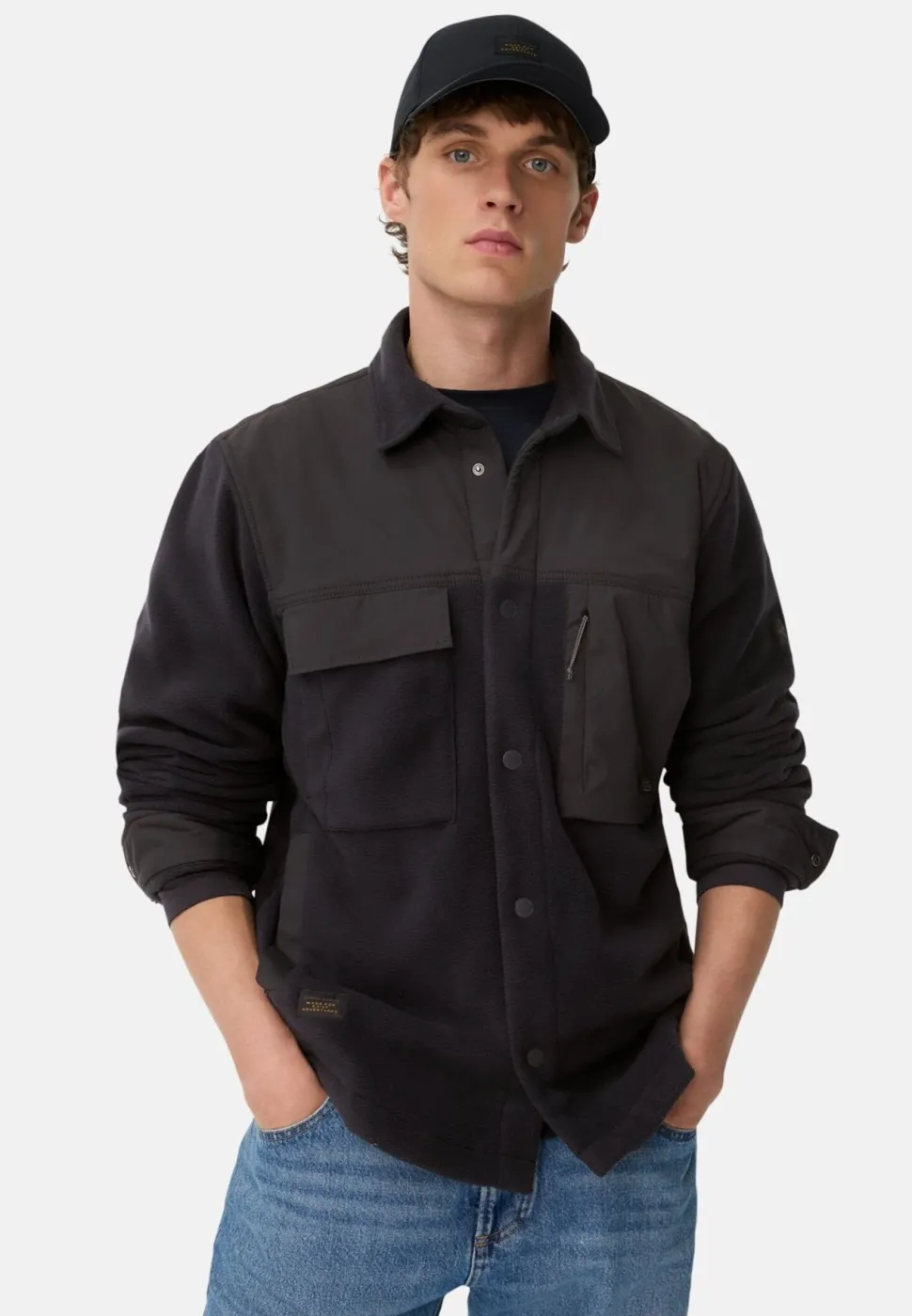 Camel Active miesten paita, CASUAL OVERSHIRT FLEECE Tummansininen