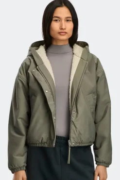 Canada Goose naisten fleecetakki ALBERNI REVERSIBLE FLEECE BOMBER, vihreä