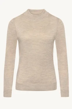 Claire naisten neulepusero Paulia Merinowool Turtle Neck, vaalea beige