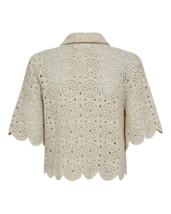 COPENHAGEN MUSE naisten neulepusero, CROCHET CARDIGAN Luonnonvalkoinen