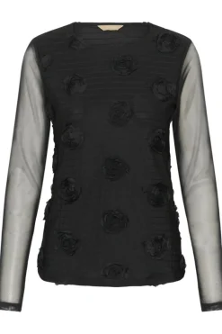 Culture Mascha Mesh O-Neck Blouse, musta