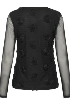 Culture Mascha Mesh O-Neck Blouse, musta