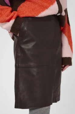 Culture Naisten Hame, CUBERTA LEATHER SKIRT Coffee Bean
