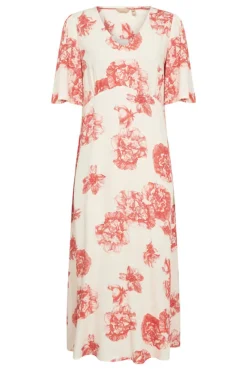 Culture naisten mekko, CUALEXA LONG DRESS White/Redflower