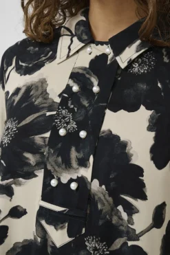 CULTURE naisten mekko, CURACHEL ELITHA SHORT DRESS Black/Offwhite Flowe