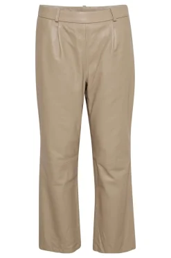 Culture Naisten Nahkahousut, Benja Leather Pant Vaalea Beige