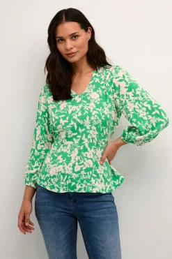 Culture Naisten Pusero, JENNY BLOUSE Vihreä Kuosi