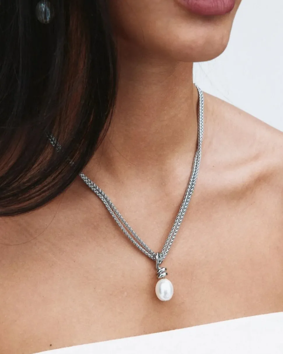 Edblad kaulakorut Swivel Necklace Pearl L Steel, Stainless steel
