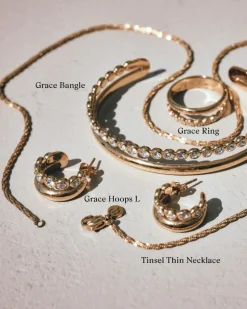 Edblad korvakorut Grace Hoops L, Gold pleated