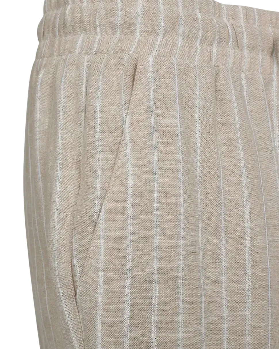 Freequent naisten housut, LALUX PANTS Raidallinen Beige