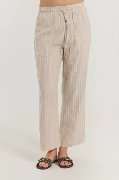 Freequent naisten housut, LALUX PANTS Raidallinen Beige