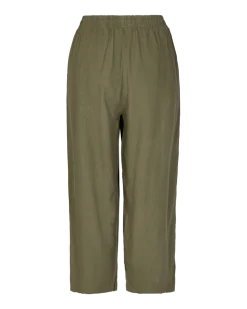 Freequent Naisten housut LA PANT 7/8 LINEN Khaki