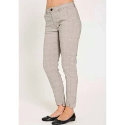 Freequent naisten housut, REX PANT Beige Ruutu