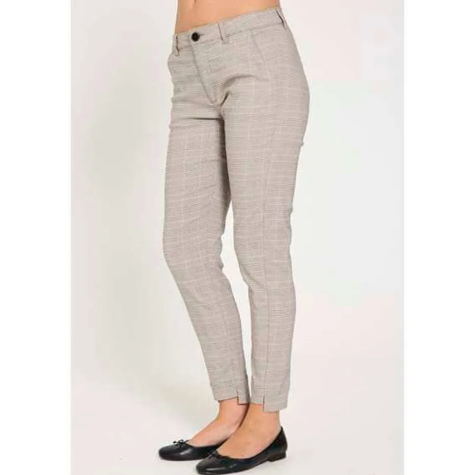 Freequent naisten housut, REX PANT Beige Ruutu