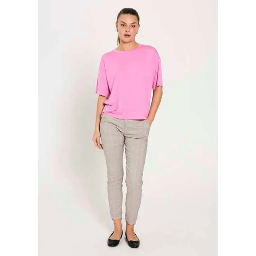 Freequent naisten housut, REX PANT Beige Ruutu